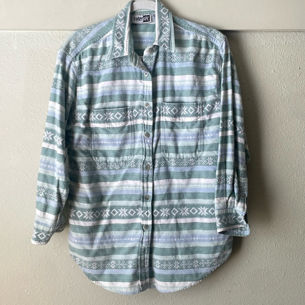 Krazy Kat Vintage long sleeve button down top—100% cotton